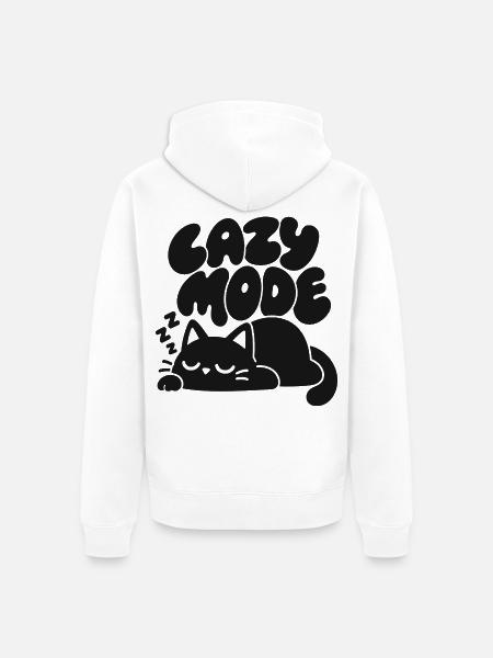 Lazy Mode – Schlafende Katze - Unisex Premium Bio Zip Hoodie - Weiß