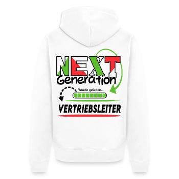 Vertriebsleiter Next Generation Beruf Arbeit Mann  - Unisex Premium Bio Zip Hoodie - Weiß - Hinten - Thijin (182cm)