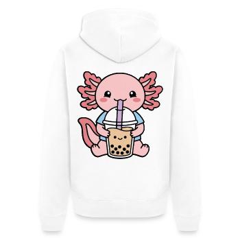 Süßer Axolotl Bubble Tea Trink Kawaii Boba Milchtee - Unisex Premium Bio Zip Hoodie - Weiß - Hinten - Thijin (182cm)