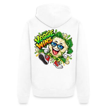 Cooler Blumenkohl - Unisex Premium Bio Zip Hoodie - Weiß - Hinten - Thijin (182cm)