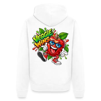 Veggie gewinnt - Unisex Premium Bio Zip Hoodie - Weiß - Hinten - Thijin (182cm)