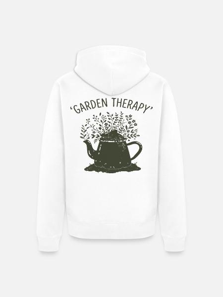 Gartentherapie Teekanne Bloom - Unisex Premium Bio Zip Hoodie - Weiß
