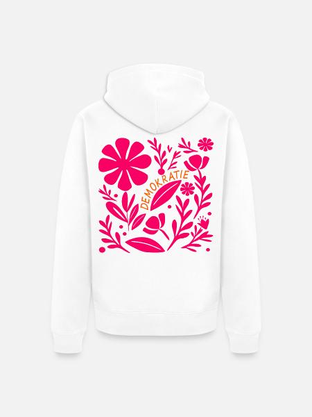 Demokratie Blumen Vielfalt - Unisex Premium Bio Zip Hoodie - Weiß