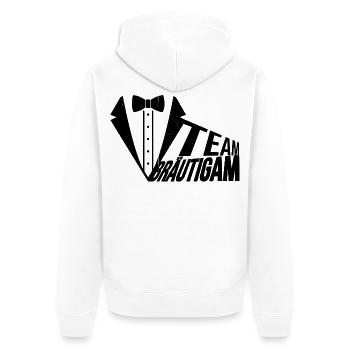 "Team Bräutigam" Design - Unisex Premium Bio Zip Hoodie - Weiß - Hinten - Thijin (182cm)