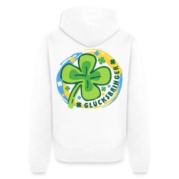 Glücksbringer Glück Mutmacher - Unisex Premium Bio Zip Hoodie - Weiß - Hinten - Thijin (182cm)
