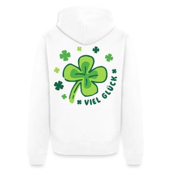 Glücksbringer - Viel Glück - Unisex Premium Bio Zip Hoodie - Weiß - Hinten - Thijin (182cm)