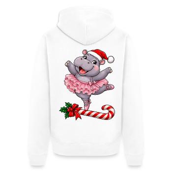 Weihnachten Nilpferd Ballett Ballerina Geschenk - Unisex Premium Bio Zip Hoodie - Weiß - Hinten - Thijin (182cm)