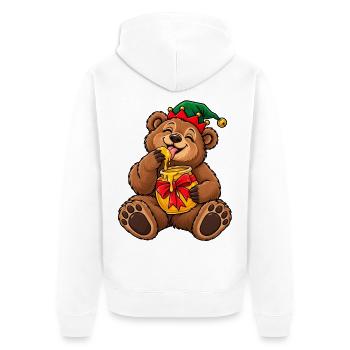 Weihnachten Bär Honigtopf Wichtel Geschenk - Unisex Premium Bio Zip Hoodie - Weiß - Hinten - Thijin (182cm)