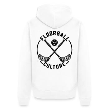 Floorball Kreuzende Schläger Silhouette - Unisex Premium Bio Zip Hoodie - Weiß - Hinten - Thijin (182cm)