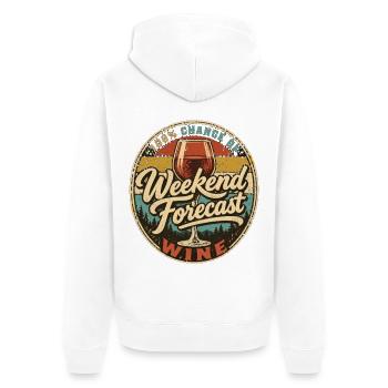 Weinliebhaber-Wochenende Prognose Weinhumor - Unisex Premium Bio Zip Hoodie - Weiß - Hinten - Thijin (182cm)