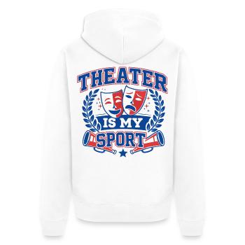 Theater is my Sport - College Varsity Design - Unisex Premium Bio Zip Hoodie - Weiß - Hinten - Thijin (182cm)