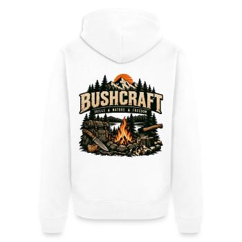 Bushcraft Skills Nature Freedom Survival Outdoor - Unisex Premium Bio Zip Hoodie - Weiß - Hinten - Thijin (182cm)