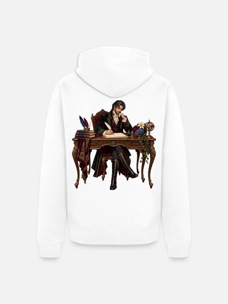 Literat am Barocktisch - Unisex Premium Bio Zip Hoodie - Weiß
