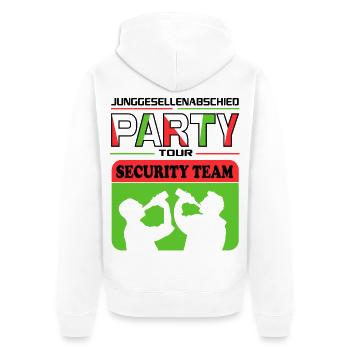 Junggesellenabschied Security Crew Saufen Drinking - Unisex Premium Bio Zip Hoodie - Weiß - Hinten - Thijin (182cm)