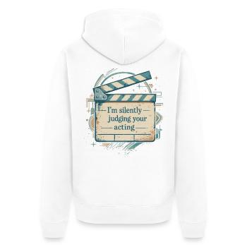 Silently Judging Your Acting - Vintage Regie - Unisex Premium Bio Zip Hoodie - Weiß - Hinten - Thijin (182cm)