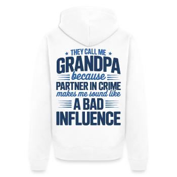 Kompliz-in-Crime-Opa-Humor - Unisex Premium Bio Zip Hoodie - Weiß - Hinten - Thijin (182cm)