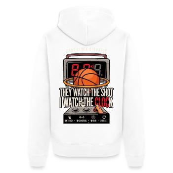 Shotclock Operator – Ich sehe die Uhr - Unisex Premium Bio Zip Hoodie - Weiß - Hinten - Thijin (182cm)