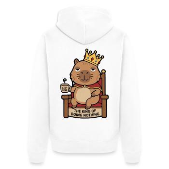 Niedliche Kapybara-König Faule Könige Lustige Tierkunst - Unisex Premium Bio Zip Hoodie - Weiß - Hinten - Thijin (182cm)