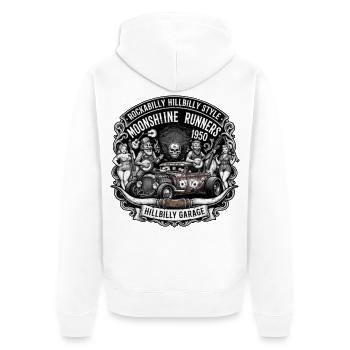 Moonshine Runners Hillbilly Garage 1950 - Unisex Premium Bio Zip Hoodie - Weiß - Hinten - Thijin (182cm)