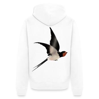 Schwalbe im Flug - Unisex Premium Bio Zip Hoodie - Weiß - Hinten - Thijin (182cm)