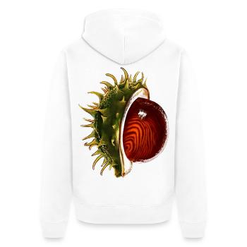 Kastanie - Unisex Premium Bio Zip Hoodie - Weiß - Hinten - Thijin (182cm)