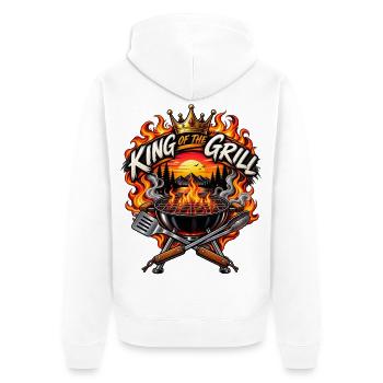 Hobby Leidenschaft Grill King of the Grill grillen - Unisex Premium Bio Zip Hoodie - Weiß - Hinten - Thijin (182cm)