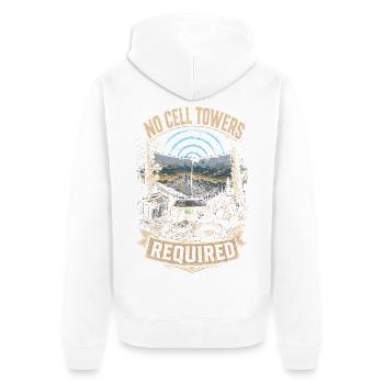 Amateurfunk Amateurfunker No Cell Towers Required - Unisex Premium Bio Zip Hoodie - Weiß - Hinten - Thijin (182cm)