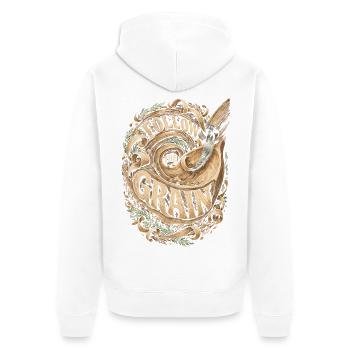 Holzschnitzerei Schnitzen Follow The Grain - Unisex Premium Bio Zip Hoodie - Weiß - Hinten - Thijin (182cm)