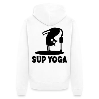 Sup Cat Yoga - Unisex Premium Bio Zip Hoodie - Weiß - Hinten - Thijin (182cm)