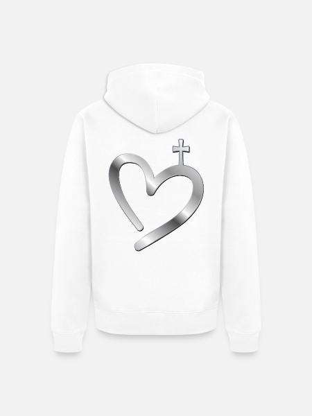 Christliches Kreuz Herz - Unisex Premium Bio Zip Hoodie - Weiß