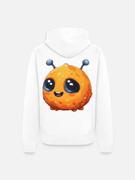 Orangen Kugel Alien Design - Unisex Premium Bio Zip Hoodie - Weiß