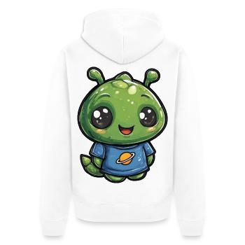 Kleiner Planetenfreund Alien Shirt - Unisex Premium Bio Zip Hoodie - Weiß - Hinten - Thijin (182cm)