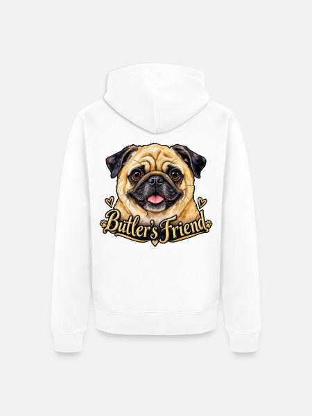 Mops voller Liebe - Unisex Premium Bio Zip Hoodie - Weiß