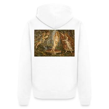 Geburt des Mushroom Crop Top - Unisex Premium Bio Zip Hoodie - Weiß - Hinten - Thijin (182cm)