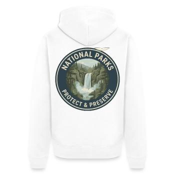 Nationalparks Schutz Logo - Unisex Premium Bio Zip Hoodie - Weiß - Hinten - Thijin (182cm)