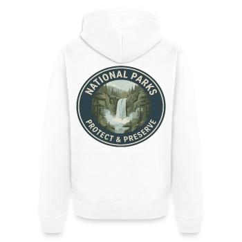 Nationalpark Schutz & Preserve Logo - Unisex Premium Bio Zip Hoodie - Weiß - Hinten - Thijin (182cm)