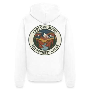 Wilderness Calls Berglandschaft - Unisex Premium Bio Zip Hoodie - Weiß - Hinten - Thijin (182cm)