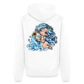 Wassermann Sternzeichen Frauen Kawaii - Unisex Premium Bio Zip Hoodie - Weiß - Hinten - Thijin (182cm)