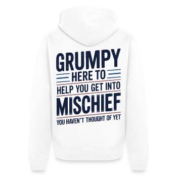 Grumpy hier, um dir zu helfen, in Unfug einzusteigen - Unisex Premium Bio Zip Hoodie - Weiß - Hinten - Thijin (182cm)