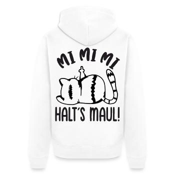 Mi Mi Mi Halt's Maul freche böse Katze - Unisex Premium Bio Zip Hoodie - Weiß - Hinten - Thijin (182cm)