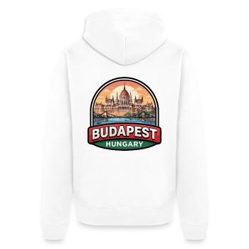 Budapest-Ungarn-Reiseabzeichen Parlamentsgeschenk - Unisex Premium Bio Zip Hoodie - Weiß - Hinten - Thijin (182cm)