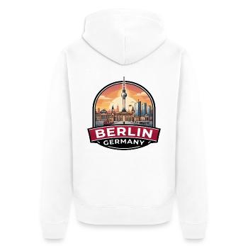 Berlin, Deutschland Reiseabzeichen Brandenburger Tor Geschenk - Unisex Premium Bio Zip Hoodie - Weiß - Hinten - Thijin (182cm)