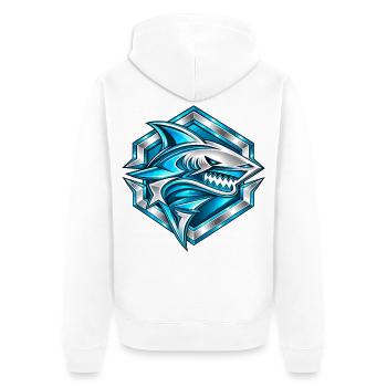 Elektrischer Hai - Unisex Premium Bio Zip Hoodie - Weiß - Hinten - Thijin (182cm)