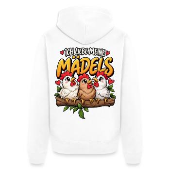 Hühner Ich liebe meine Mädels Hühnerstall - Unisex Premium Bio Zip Hoodie - Weiß - Hinten - Thijin (182cm)