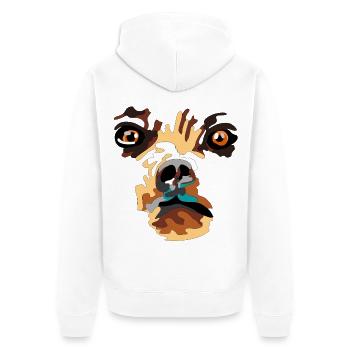 Patchwork Bär Gesicht Farbexplosion - Unisex Premium Bio Zip Hoodie - Weiß - Hinten - Thijin (182cm)