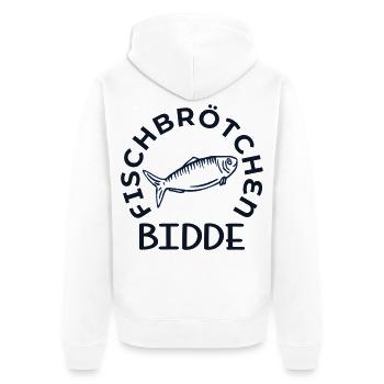 Hamburg Fischbrötchen Bidde - Unisex Premium Bio Zip Hoodie - Weiß - Hinten - Thijin (182cm)