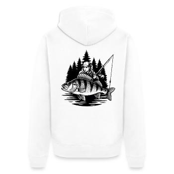 Wald- und Barschfischerin - Unisex Premium Bio Zip Hoodie - Weiß - Hinten - Thijin (182cm)