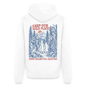 Bigfoot Kryptiden Waldgeister Folklore Outdoor - Unisex Premium Bio Zip Hoodie - Weiß - Hinten - Thijin (182cm)