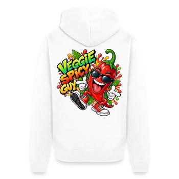 Veggie Spicy Guy Cartoon - Unisex Premium Bio Zip Hoodie - Weiß - Hinten - Thijin (182cm)
