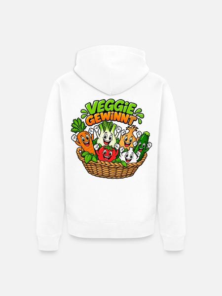 Veggie Gewinn Gemüsekorb Cartoon - Unisex Premium Bio Zip Hoodie - Weiß